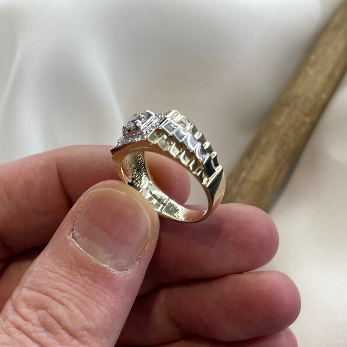 Genuine 9CT Yellow Gold Men's Stunning Set CZ Pinky Ring Q-Z Sizes