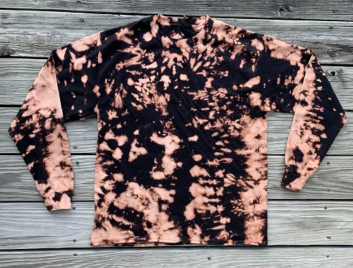 Black Tie Dye Long Sleeve Beefy T Shirt with Free Face Mask