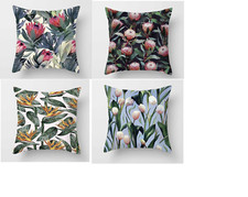 Set of 4 flower plant print decoration cushion pillow cover set