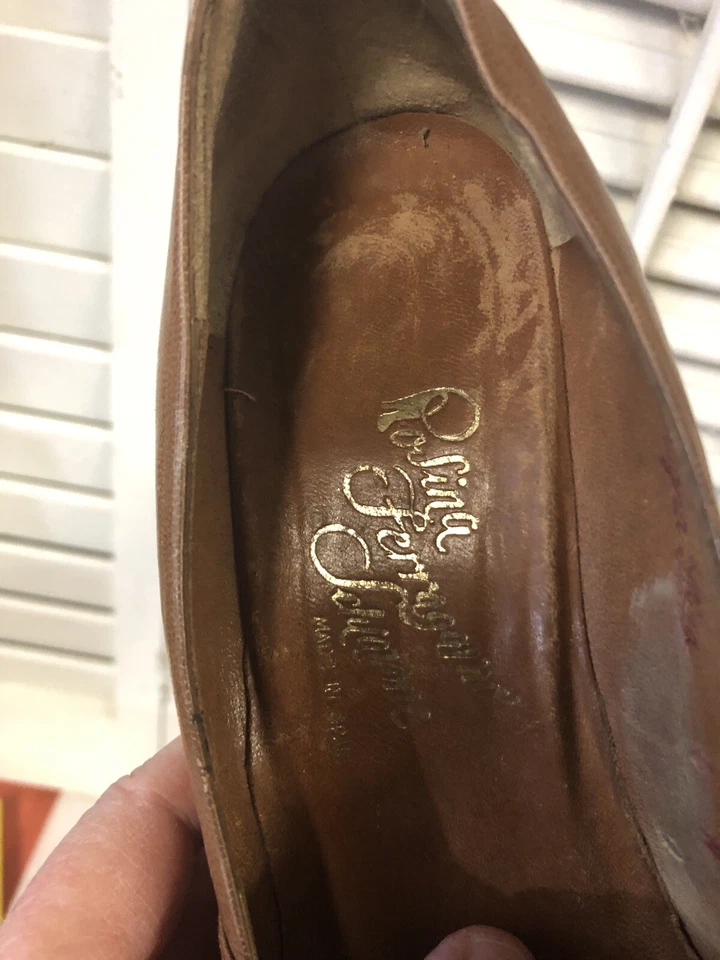 Sapatos anabela femininos Rosina Ferragamo Schiavone 1950 colecionáveis clássicos Espanha - Imagem 3 de 4