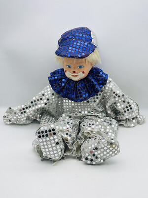Hand Crafted SHELF SITTING CLOWN DOLL Pottery Face