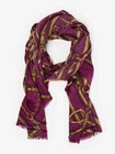 J MCLAUGHLIN Reed Scarf Buckley Prep Oblong Purple Wool Horse Bridle Bit New