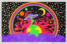 Psychedelic Abduction Flocked Blacklight Poster 35.5" x 23.5" - Laminated