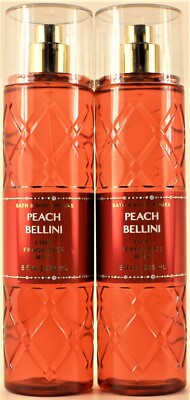 QTY 2 - Bath & Body Works PEACH BELLINI Fine Fragrance Body Mist Spray 8Oz