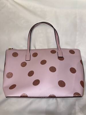 Kate Spade Haven Lane Pink Glittered Polka Dot Handbag/Purse