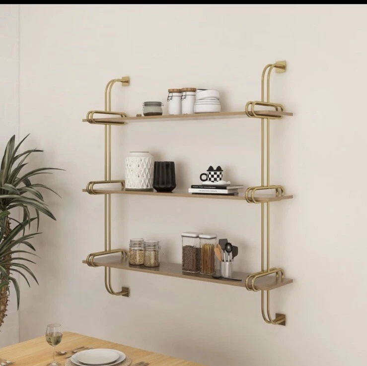 3-Tier Luxury Floating Shelves Wall Shelf in MDF Wall Mounted Shelves
