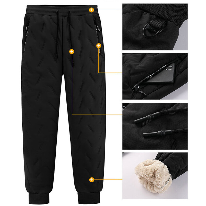 Men Fleece Thermal Trousers Lined Waterproof Athletic Joggers Winter
