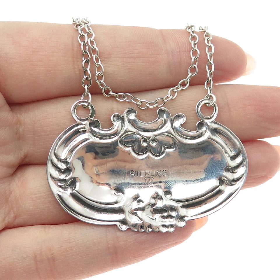 Etiqueta de botella "Brandy" antigua Art Deco de plata de ley 925 WALLACE Foto 2 de 4