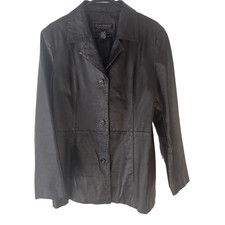 Dialogue Size Medium Vintage 90s 100% Leather Blazer Button Jacket