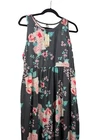 NWT ZZER Maxi Dress Racerback Pockets Gray/Pink Floral Size XXL Super Comfy