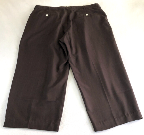 Alan Flusser Mens Golf Chino Pants Size 42x27 Brown Pleated Front Straight Leg - Picture 4 of 11