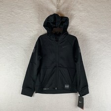 Nike Elite Therma-Fit Hoodie Jacket Boys Size 6 Black Polyester Full-Zip 6354