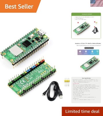 Raspberry Pi Pico 2 W Microcontroller Board with Bluetooth 5.2 & Color Header