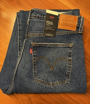 NWT Blue Levi's Ribcage button fly High-Rise Straight Ankle Jeans Size 33x31