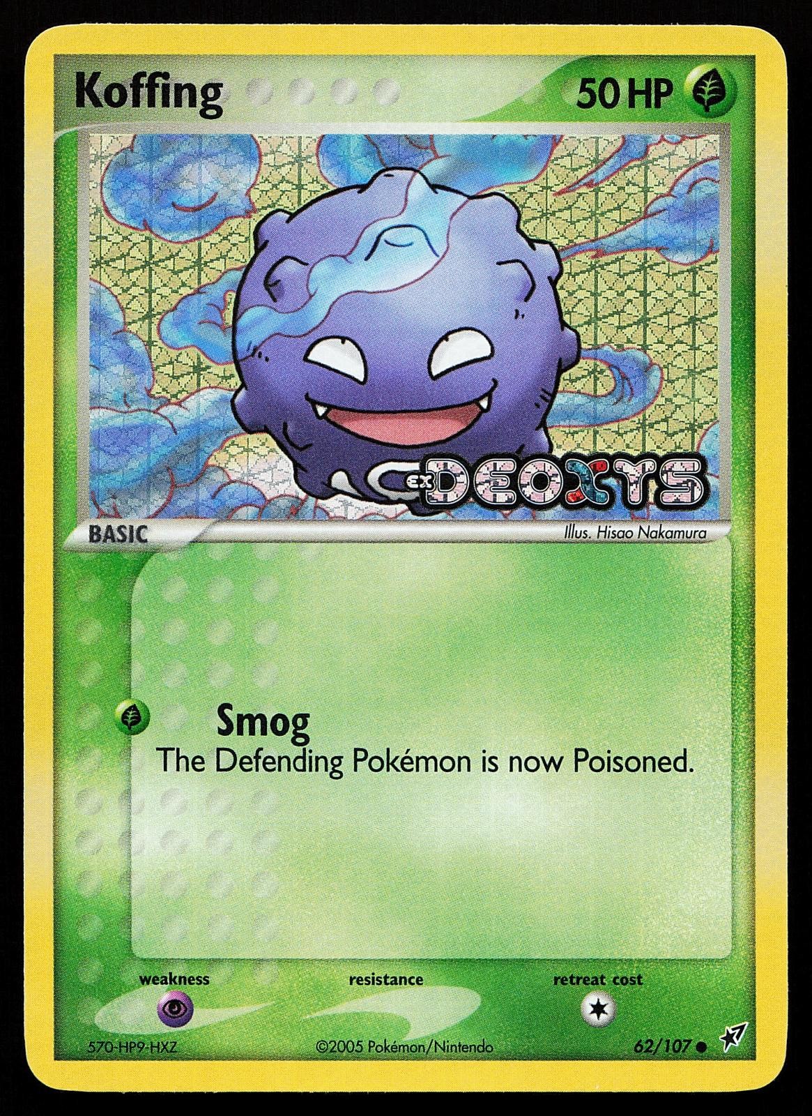 Koffing 62/107 Reverse Holo Stamped Deoxys Pokemon Card