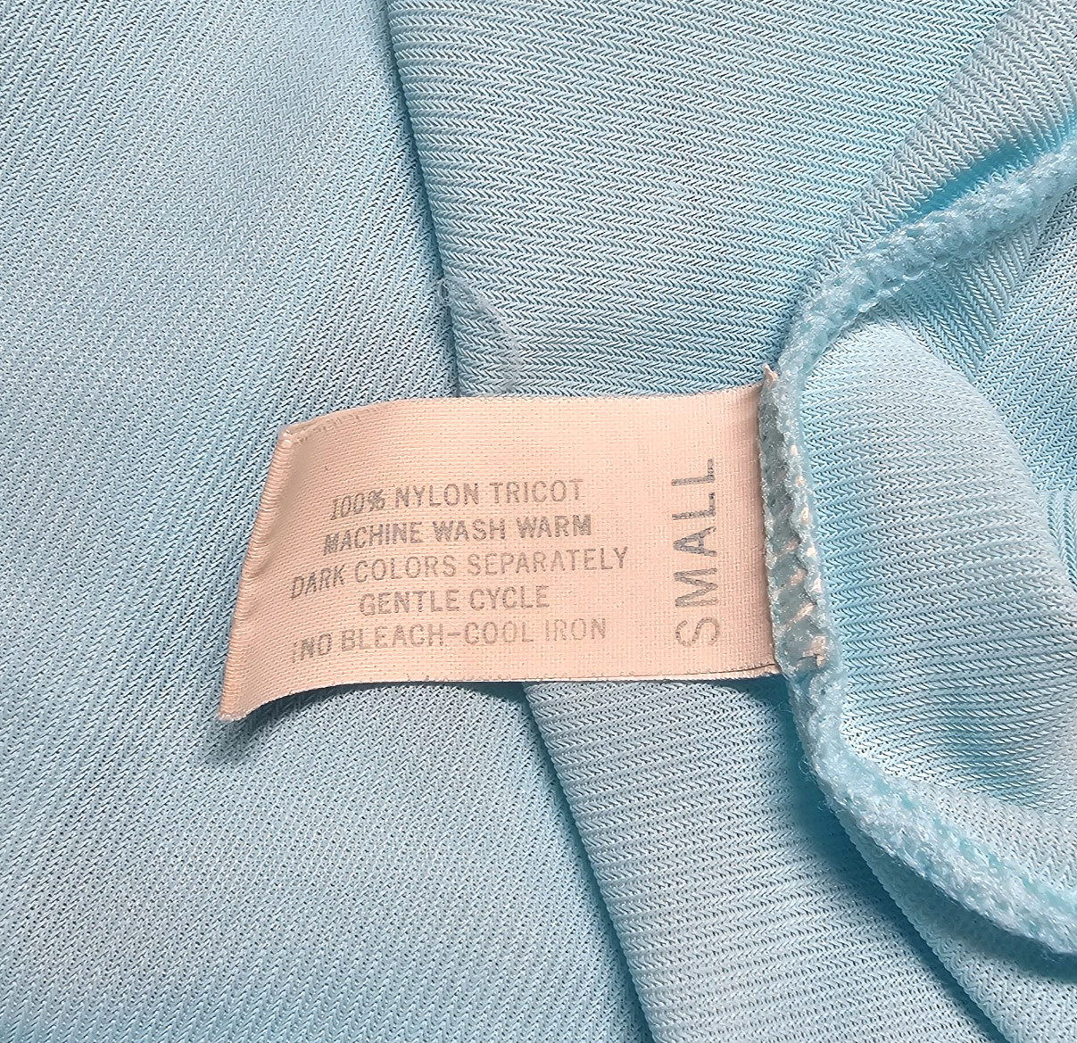 Vtg KAYSER Turquoise Nightgown Nylon Tricot Knee Length V-Neck Size Small  READ