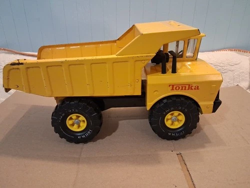 Vintage 1970s  Tonka XMB-975 Yellow - Pressed Steel Metal Dump Truck
