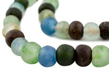 Multicolor Recycled Glass Beads 18mm Ghana African Sea Glass Round Large Hole