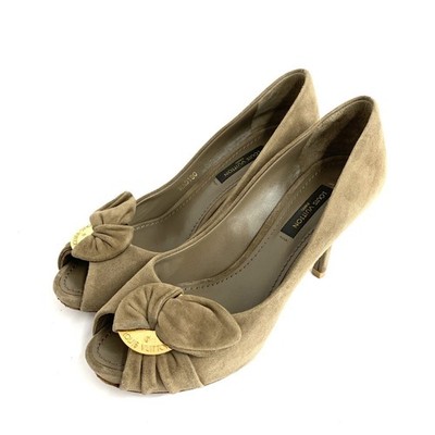 LOUIS VUITTON Pumps Suede Brown Women's Size EU35/US4