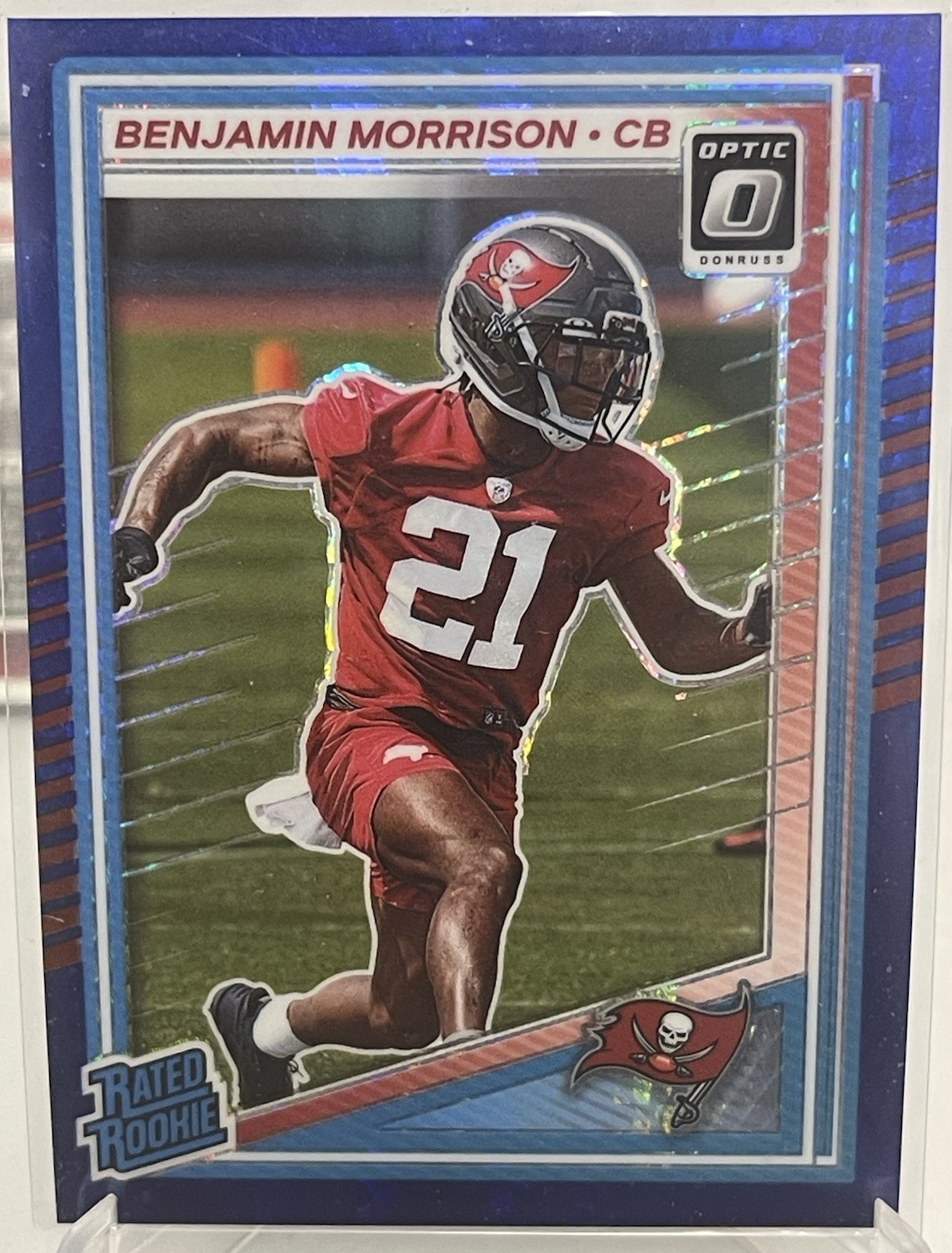 2025 Donruss Optic Benjamin Morrison Rookie Blue Hyper #236 Tampa Bay Buccaneers