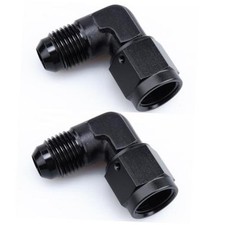 -10 AN Male Flare to Female 90 Degree Elbow Swivel Adapter 10AN-2PCS Black