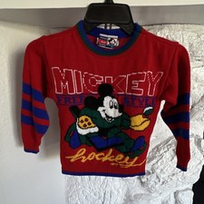 Vintage Mickey's Stuff By Jet Set Mickey Mouse Hockey Sweater Red Medium-6
