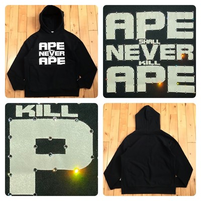 Pull à capuche logo Swarovski officiel Asnka M taille A singe de bain bape