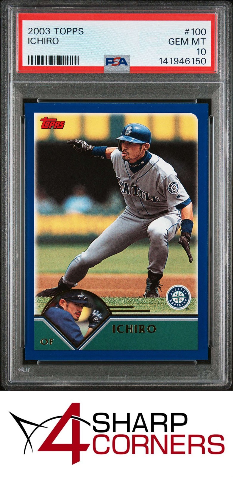 2003 TOPPS #100 ICHIRO SUZUKI MARINERS HOF PSA 10 view 1