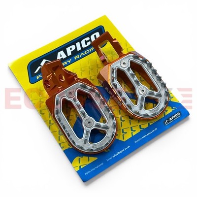 KTM EXC150 EXC250 EXC300 TPi APICO PRO-BITE WIDE FOOTPEGS ORANGE 2017-2023