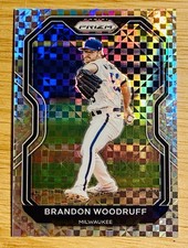 2021 Panini Prizm BRANDON WOODRUFF Power Plaid Prizm #18 Brewers /75