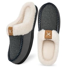Mens Slippers Moccasins Memory Foam Fuzzy Slippers for Men 13-14 Light Grey