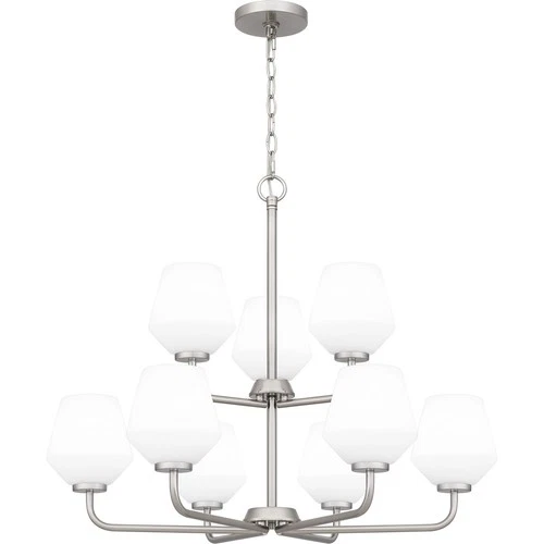 Brushed Nickel Nine Light Chandelier from the Nielson Collection - Picture 3 of 6