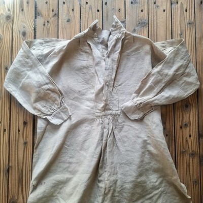 【1880s】French Antique White Linen Biaude Antique French Peasant Smock Biaude Hemp Linen Workwear 1880-1910