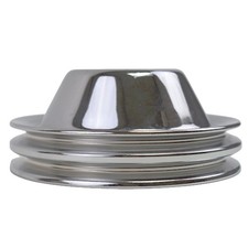 Chrome Double Groove Water Pump Pulley Swp Fits Sbc Chevy 262-400 V8 Engines