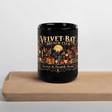 Velvet Bat Brunch Club Mug, Halloween Coffee, Gothic Mug, Spooky Halloween Mug