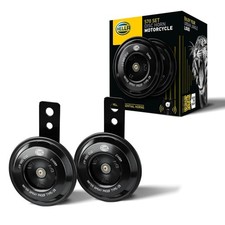 Hella 12V Universal Black Motorcycle Disc Horn Kit High Low Tone Loud Sound
