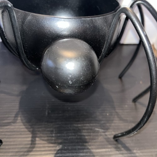 Halloween Spider Candy Bowl Dish Black Metal Figure Spooky Tabletop Décor 6.75” - Picture 3 of 7