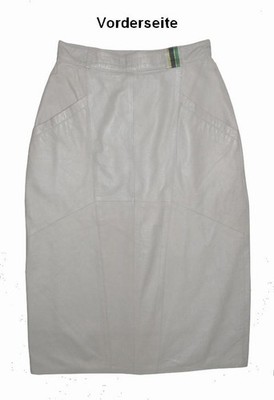 Good knee length Fabiani leather skirt/skirt in cream grey nappa leather in size 36