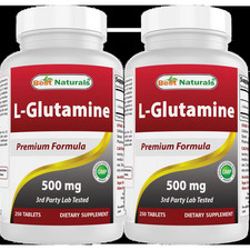 2 Pack Best Naturals L-Glutamine 500 Mg 250 Tablets