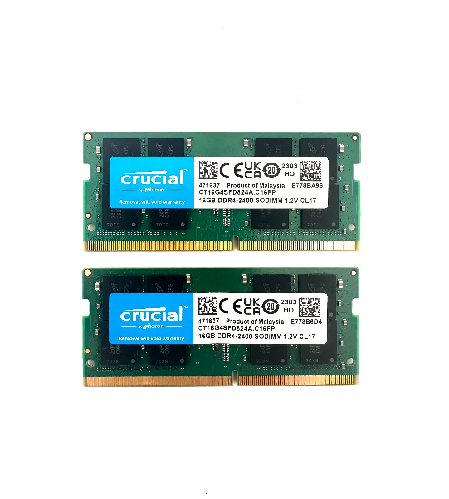 CRUCIAL 32 GB (2x16 GB) 2400 mhz RAM DDR4 SO-DIMM CT16G4SFD824A.C16FP LAPTOP