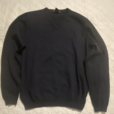 Brooks Brothers Men's Navy Extra Fine Wool Stretch Pullover Sweater M