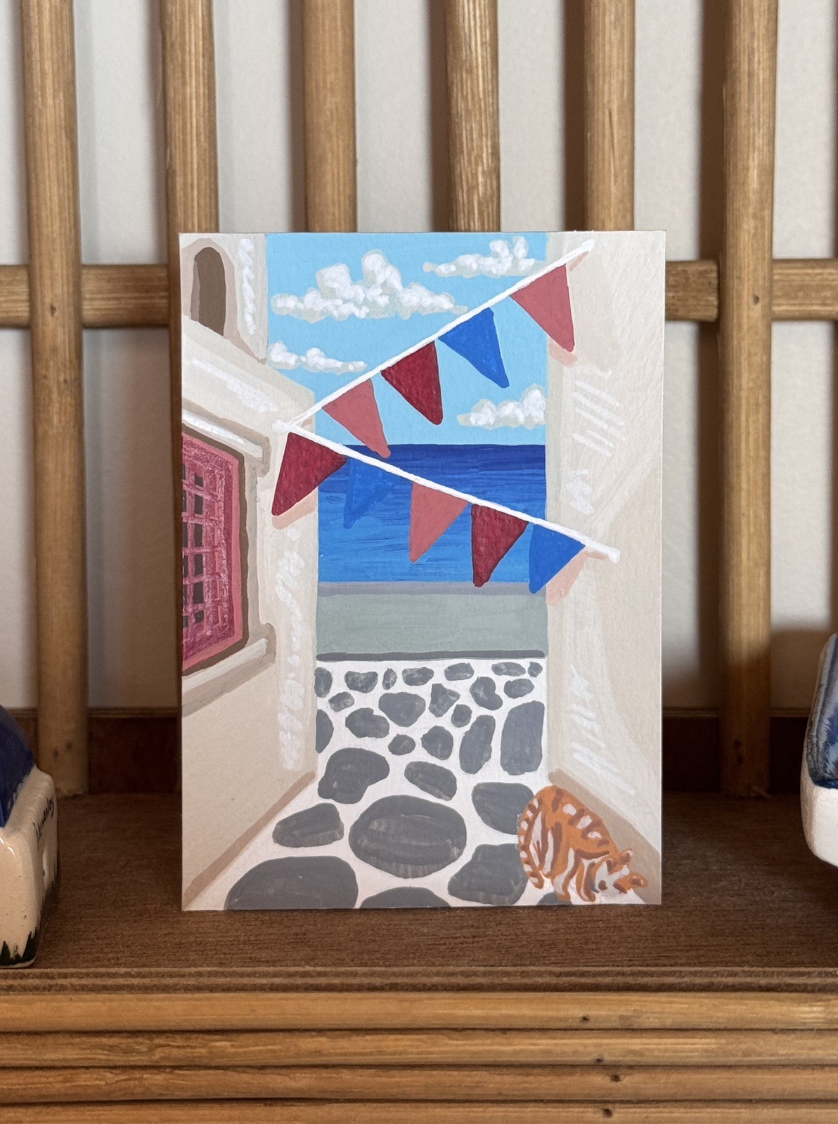 ACEO Art Card Original Painting Acrylic Pen Views in Greece by kendallfrances
