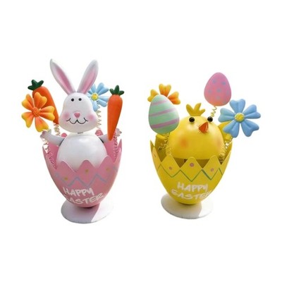 Two Beautiful Rabbit And Chicken Spring Art Suitable For Various Locations