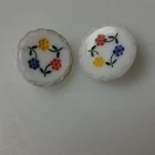 2 Vintage Milk Glass Floral Shank Buttons Cottagecore Sewing Craft Retro Colors