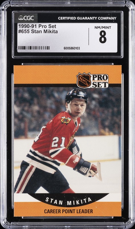 1990-91 PRO-SET #655 STAN MIKITA CGC 8