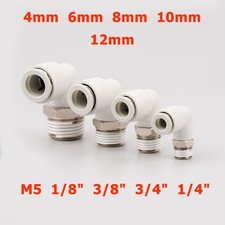 SMC type Male Thread Right Angle Elbow Gas Pipe Joint Connectors Adapter 4-12mm