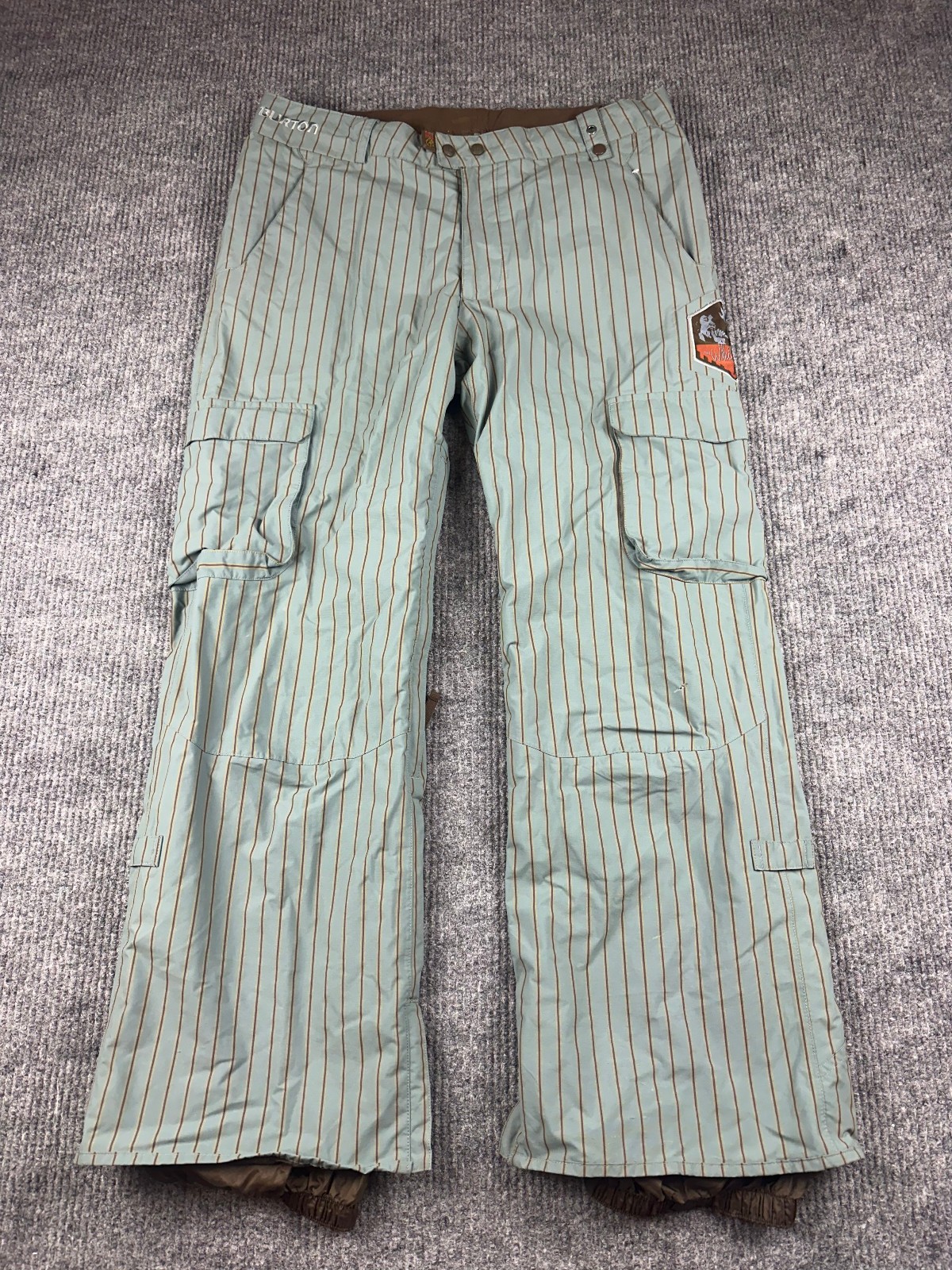 Burton Snow Pants Mens XL Green The White Collection Cargo Waterproof Ski 38x32