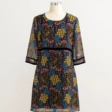Zara Dress Trafaluc Medium Navy Floral Mini 3/4 Sleeve Lined Boho A-line Short