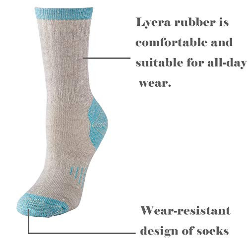 70% Merino Wool Women Crew Socks - Hiking Outdoor Athletic 9-11 4pair Blue*4 - Bild 3 von 7