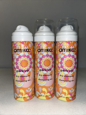 3 New Amika Perk Up Dry Shampoo 1 Oz Each, Travel Size, 1 Missing Cap